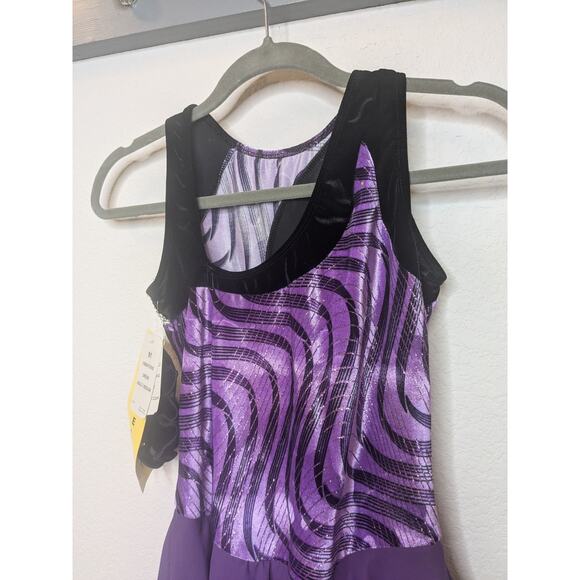 Jerry's Vibrations Figure Skating Dress Purple Black Crystals Women Adult Medium - Picture 8 of 8
